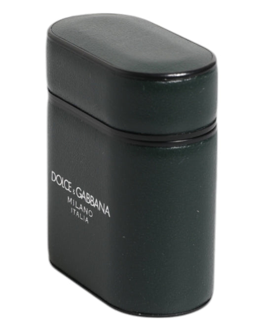 Dolce & Gabbana AirPods-Hülle aus grünem Kalbsleder mit Logo-Print und Klappverschluss