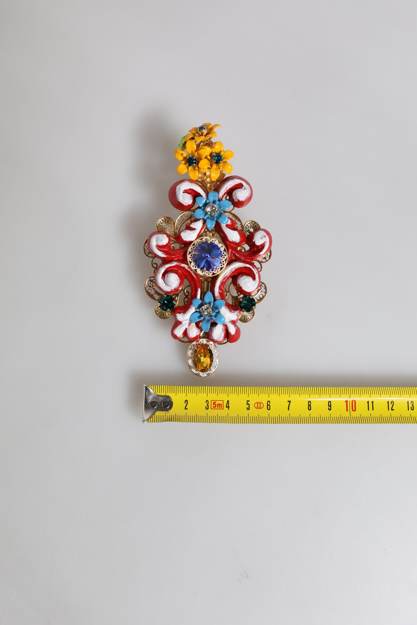 Dolce & Gabbana Multicolor Spring CARRETTO Gold Brass Crystal Hair Clip