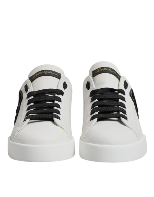 Dolce & Gabbana Weiße Leder DG Logo Low Top Sneakers Schuhe