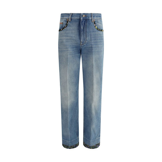Valentino Blaue Baumwoll-Jeans mit geradem Bein