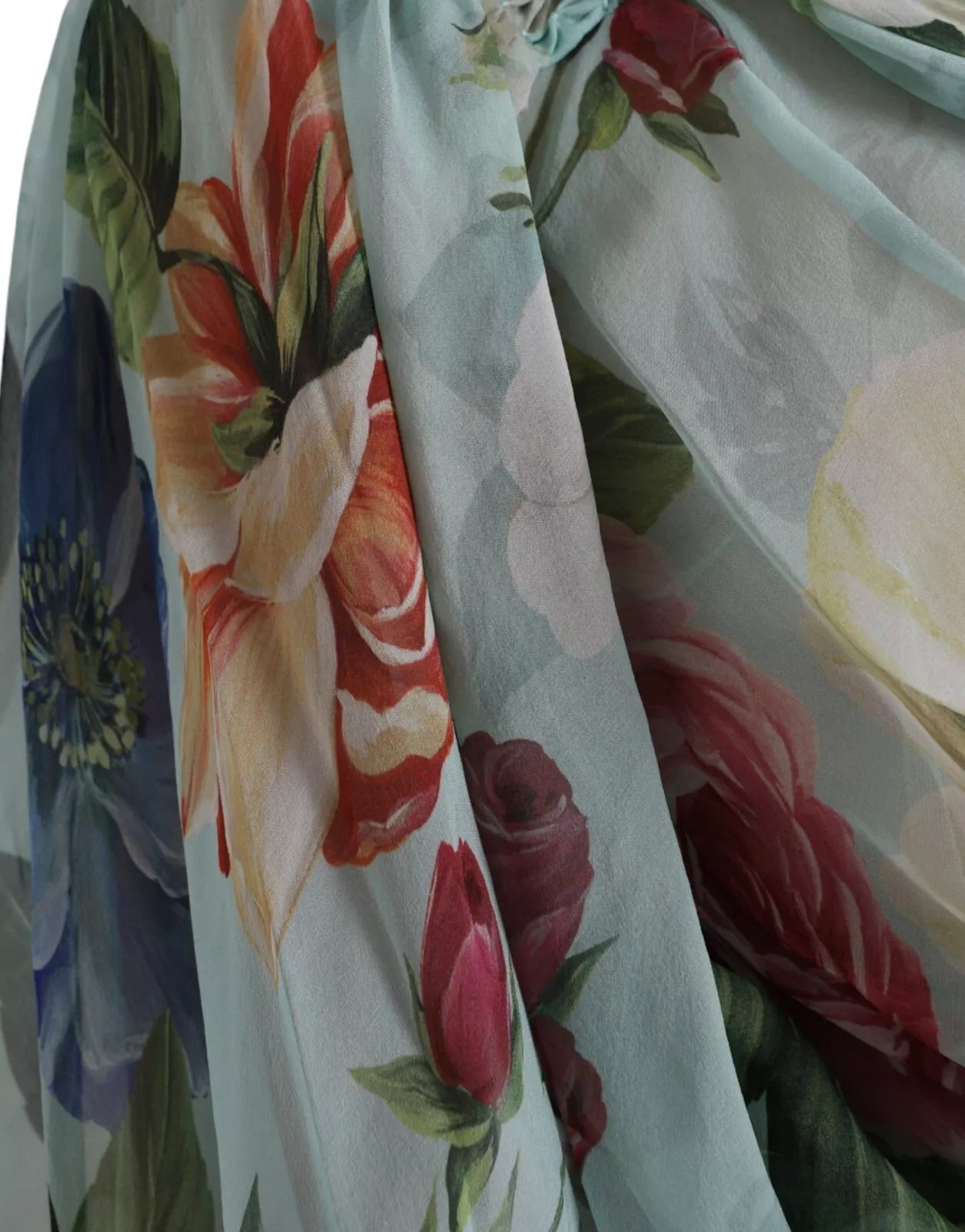 Dolce & Gabbana – Langes, gestuftes Maxikleid mit Blumenmuster in Blau