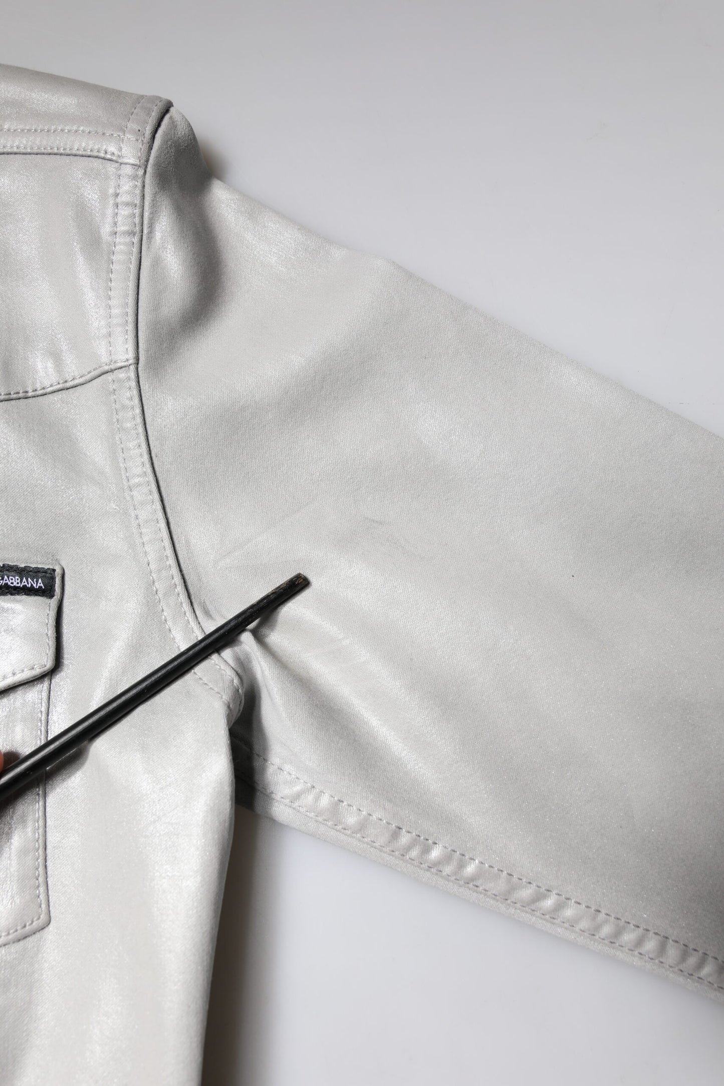 Dolce & Gabbana – Button-Down-Hemd aus Baumwolle in Metallic-Grau