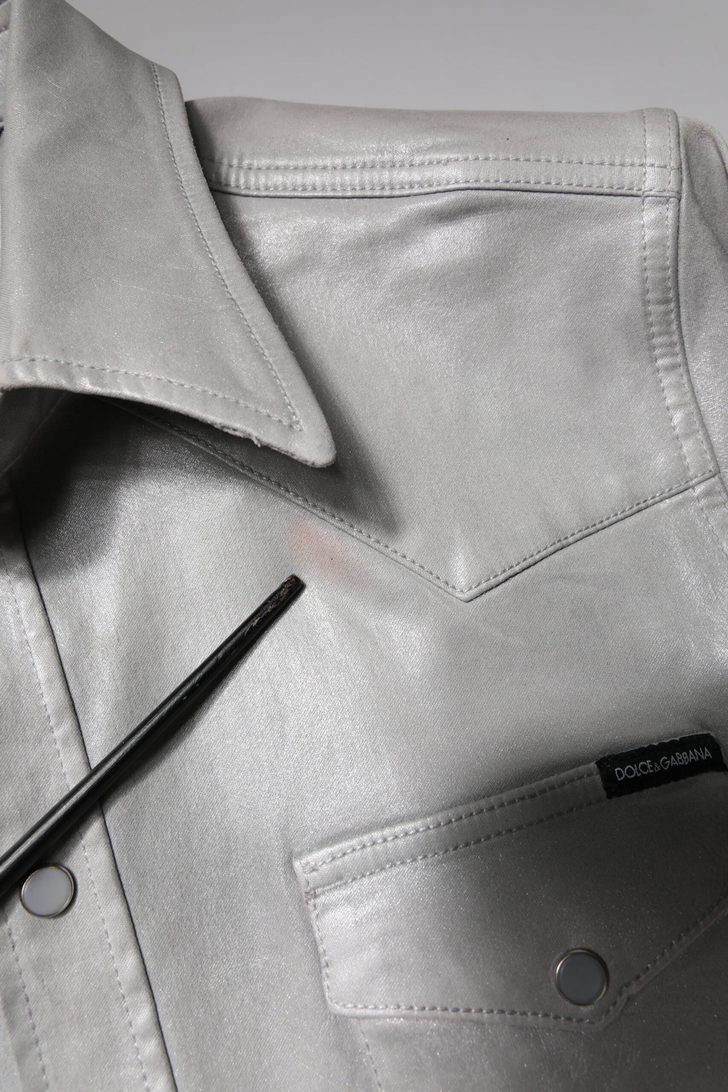 Dolce & Gabbana – Button-Down-Hemd aus Baumwolle in Metallic-Grau