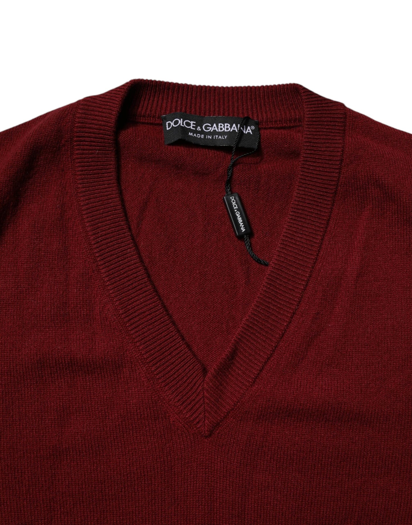 Dolce & Gabbana Kaschmirpullover mit V-Ausschnitt für Herren, kastanienbraun