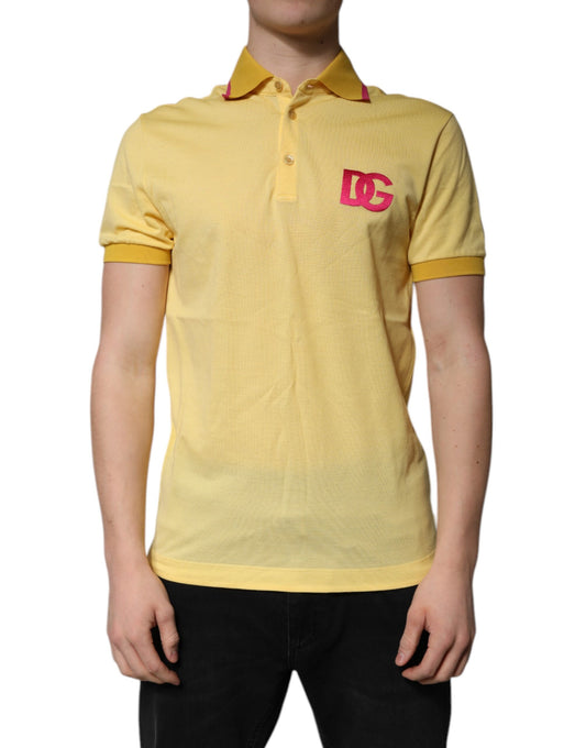 Dolce & Gabbana – Gelbes Poloshirt aus Baumwolle mit Logo und Kragen