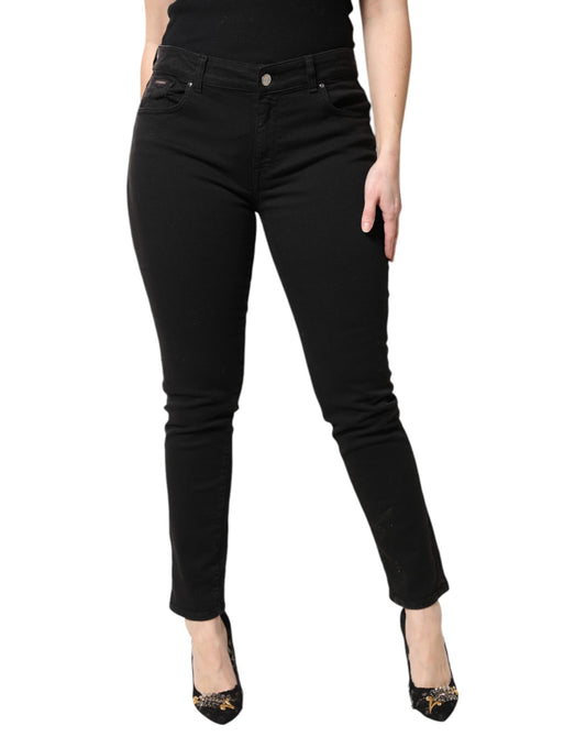 Dolce & Gabbana – Schwarze Skinny-Jeans aus Baumwolle mit mittlerer Taille