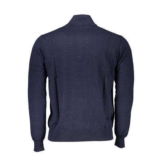 Harmont & Blaine – Schicker blauer Pullover mit halbem Reißverschluss und Stickerei