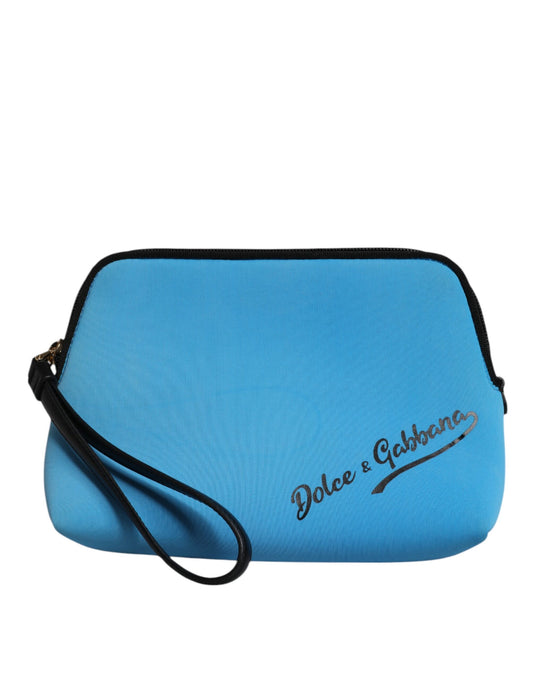 Dolce & Gabbana Blaue DG-Logo-Print-Clutch-Reißverschluss-Borse-Beuteltasche