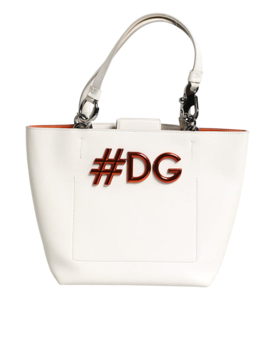 Dolce & Gabbana #DG BEATRICE Tote Bag mit Henkel aus weißem Leder