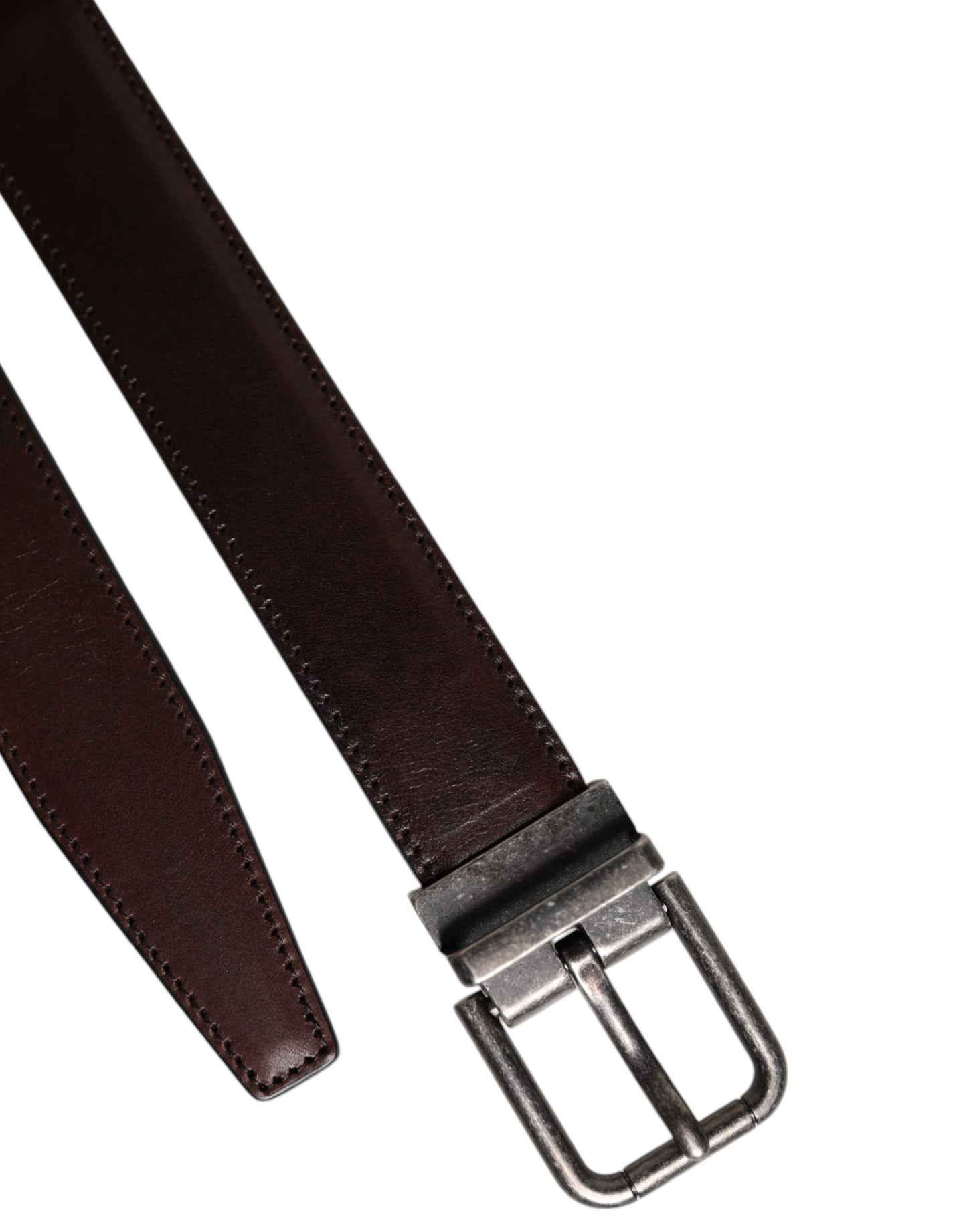 Dolce & Gabbana Brauner Ledergürtel mit silberner Metallschnalle