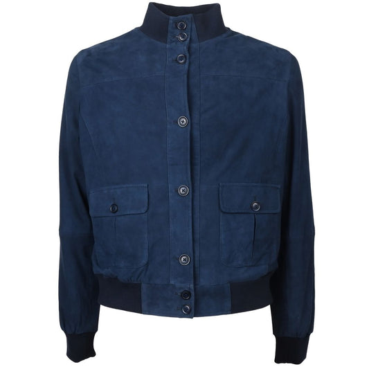 Emilio Romanelli Herren-Bomberjacke aus blauem Kalbsleder