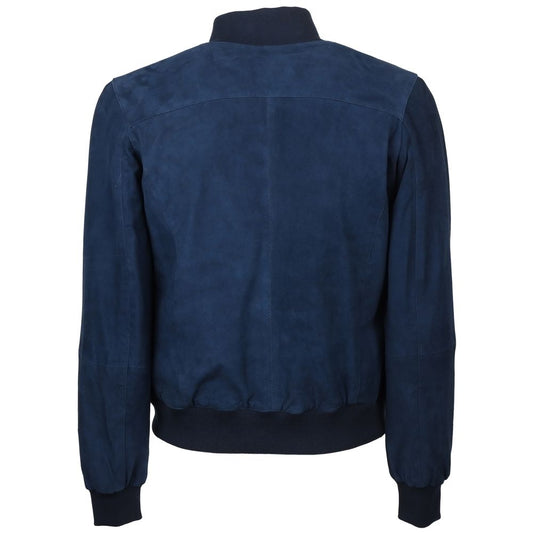 Emilio Romanelli Herren-Bomberjacke aus blauem Kalbsleder