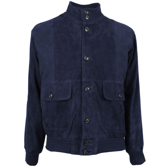 Emilio Romanelli Herren-Bomberjacke aus blauem Kalbsleder