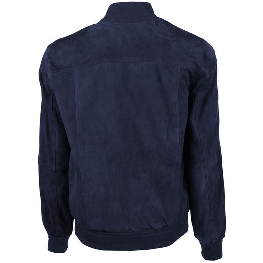 Emilio Romanelli Herren-Bomberjacke aus blauem Kalbsleder