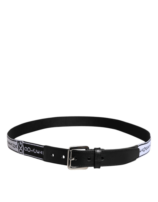Dolce & Gabbana Gürtel mit Metall-Logo-Schnalle in Schwarz und Weiß