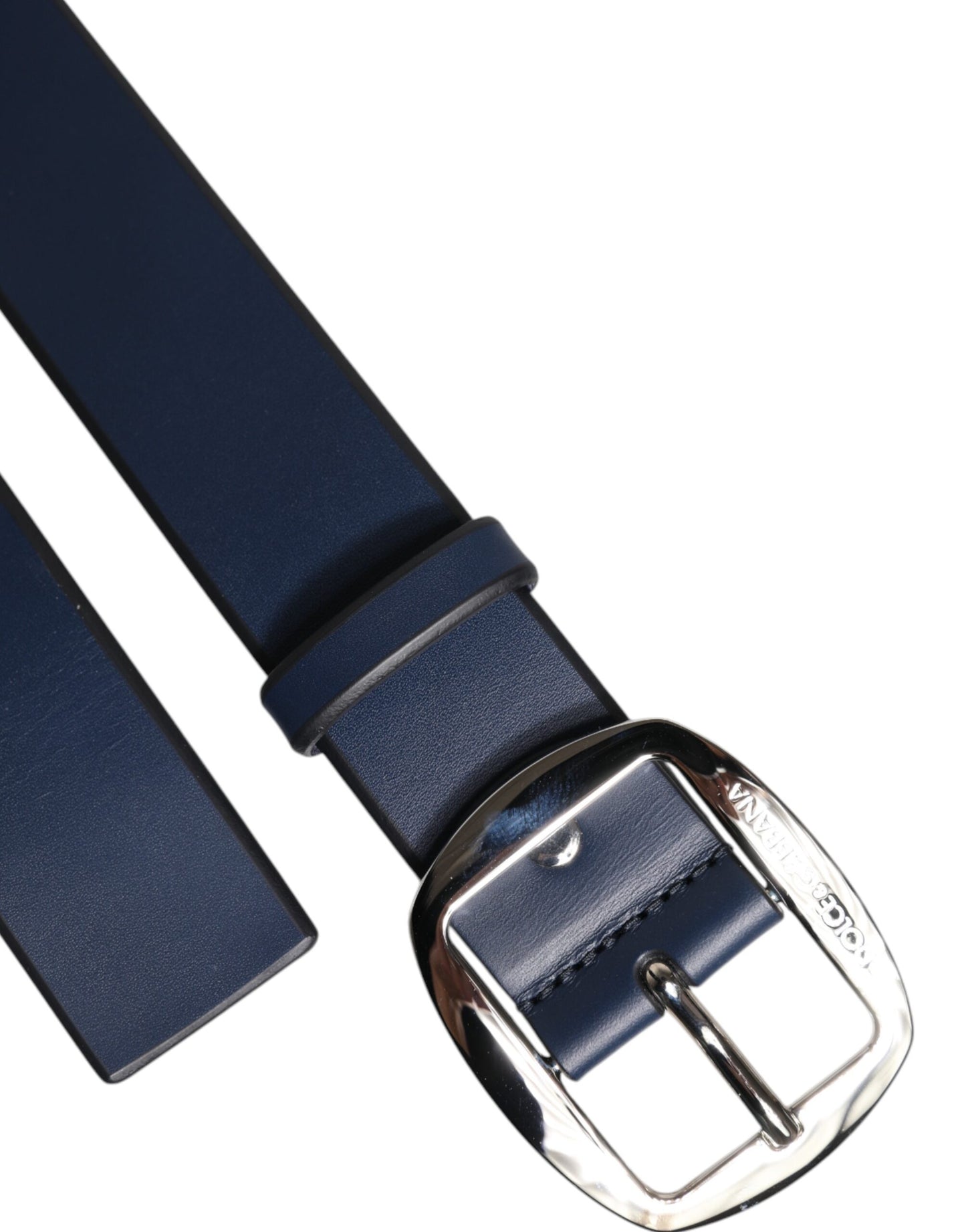 Dolce & Gabbana – Blauer Gürtel aus Kalbsleder mit klassischer Metallschnalle