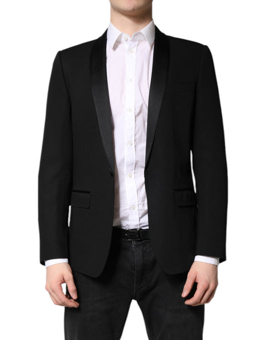 Dolce & Gabbana Schwarzer einreihiger Herrenmantel MARTINI Blazer