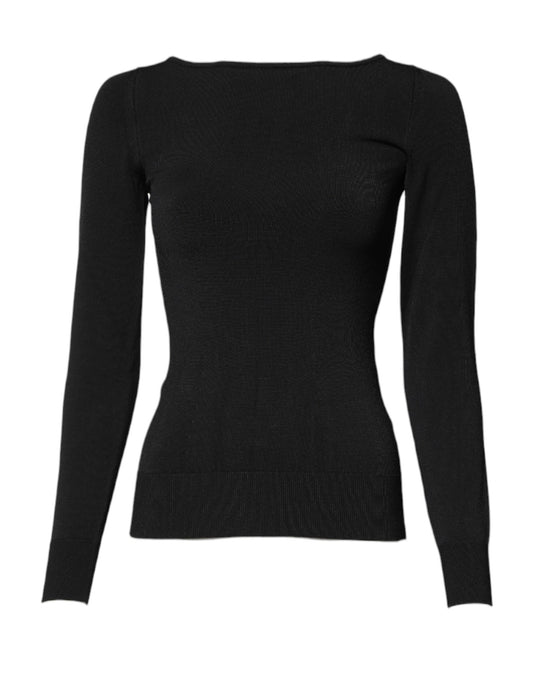 Dolce & Gabbana – Schwarzes Viskose-Pullover-Oberteil mit langen Ärmeln