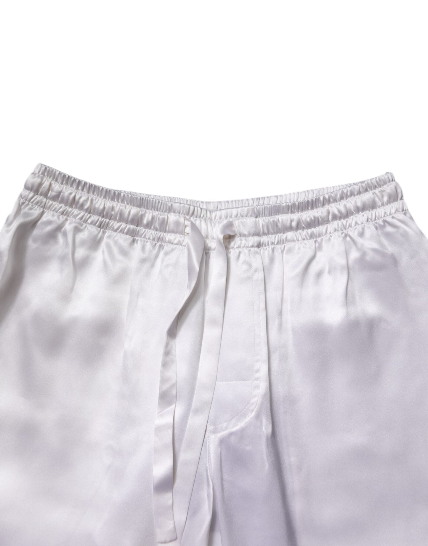 Dolce & Gabbana Weiß Satin Seide Männer Pyjama Set Nachtwäsche