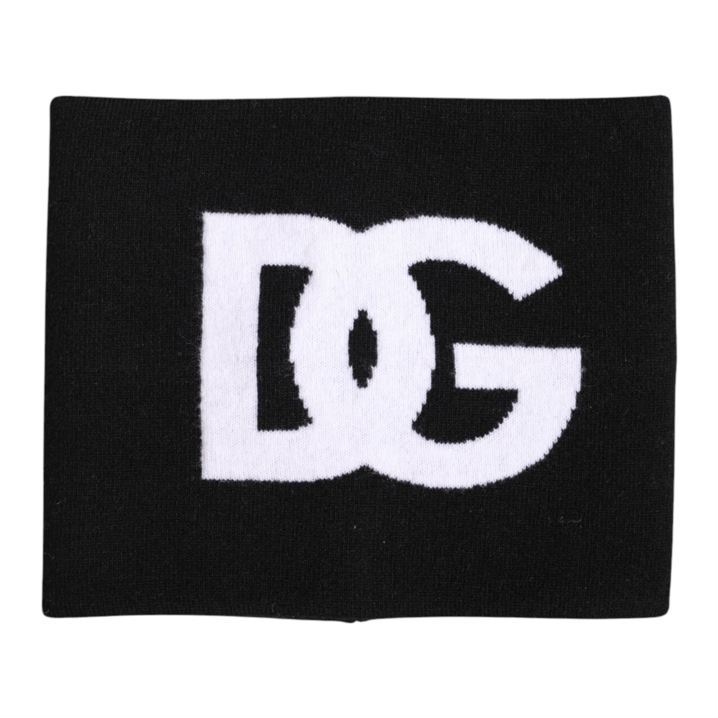 Dolce & Gabbana – Gestrickter Halswärmer-Schal mit Logo-Print in Schwarz und Weiß
