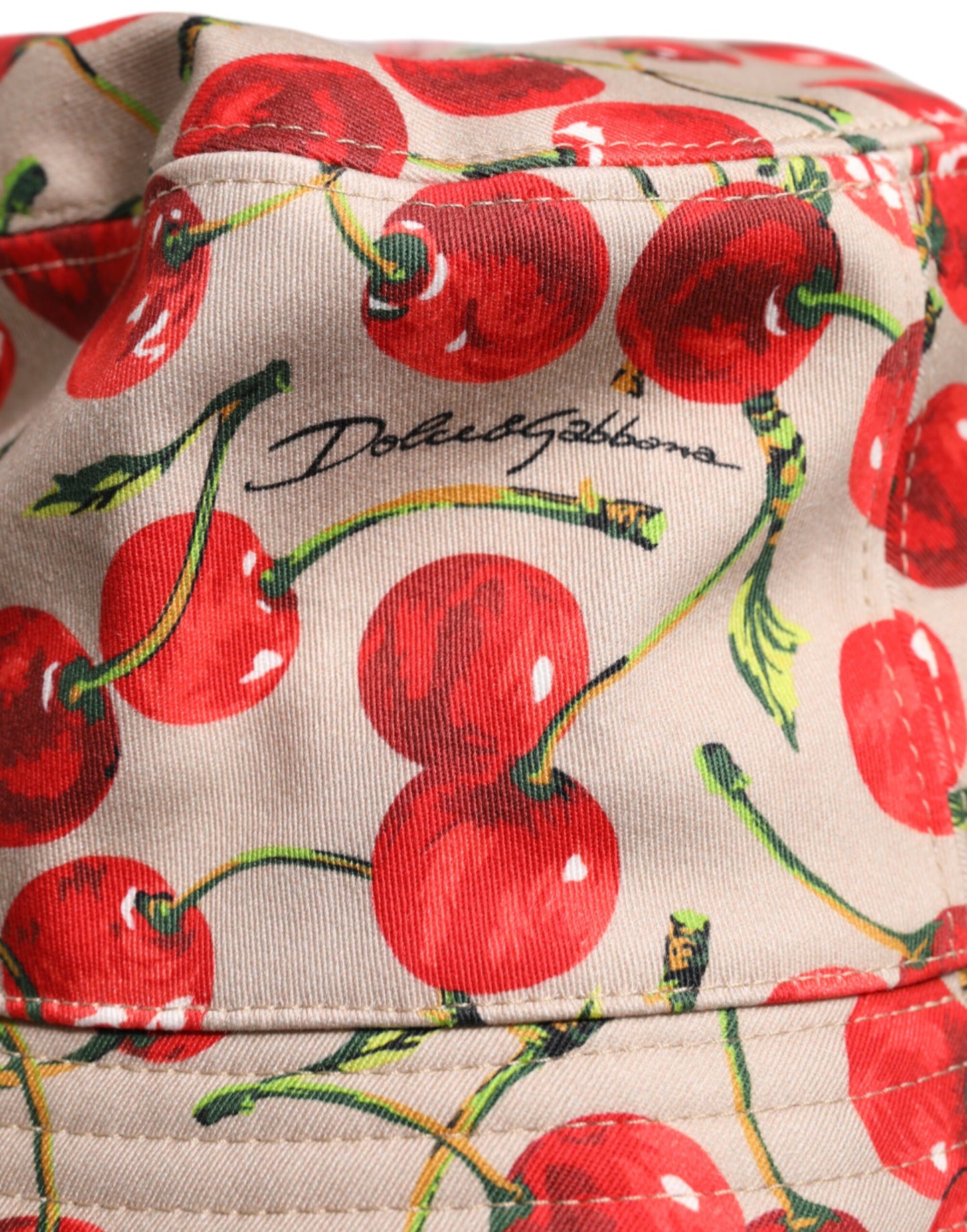 Dolce & Gabbana – Bedruckter Fischerhut aus beigefarbener Baumwolle mit breiter Krempe