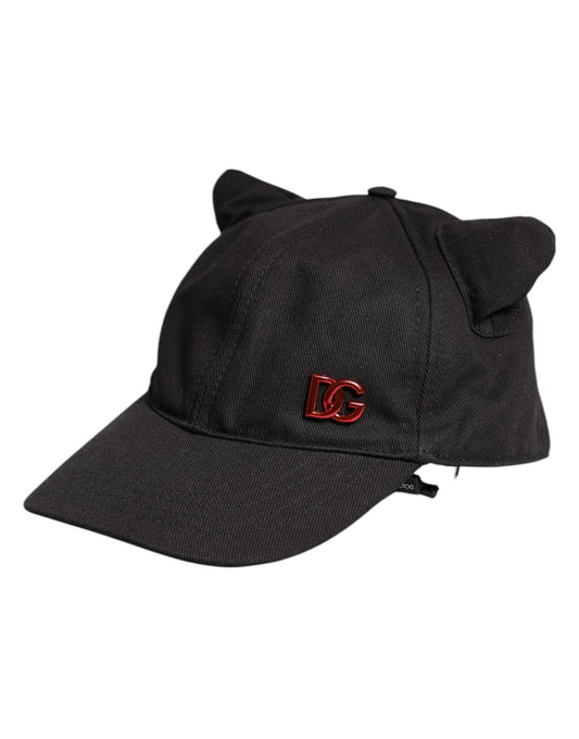 Dolce & Gabbana – Schwarze Baseballkappe aus Baumwolle mit Logo-Patch und 6 Paneelen