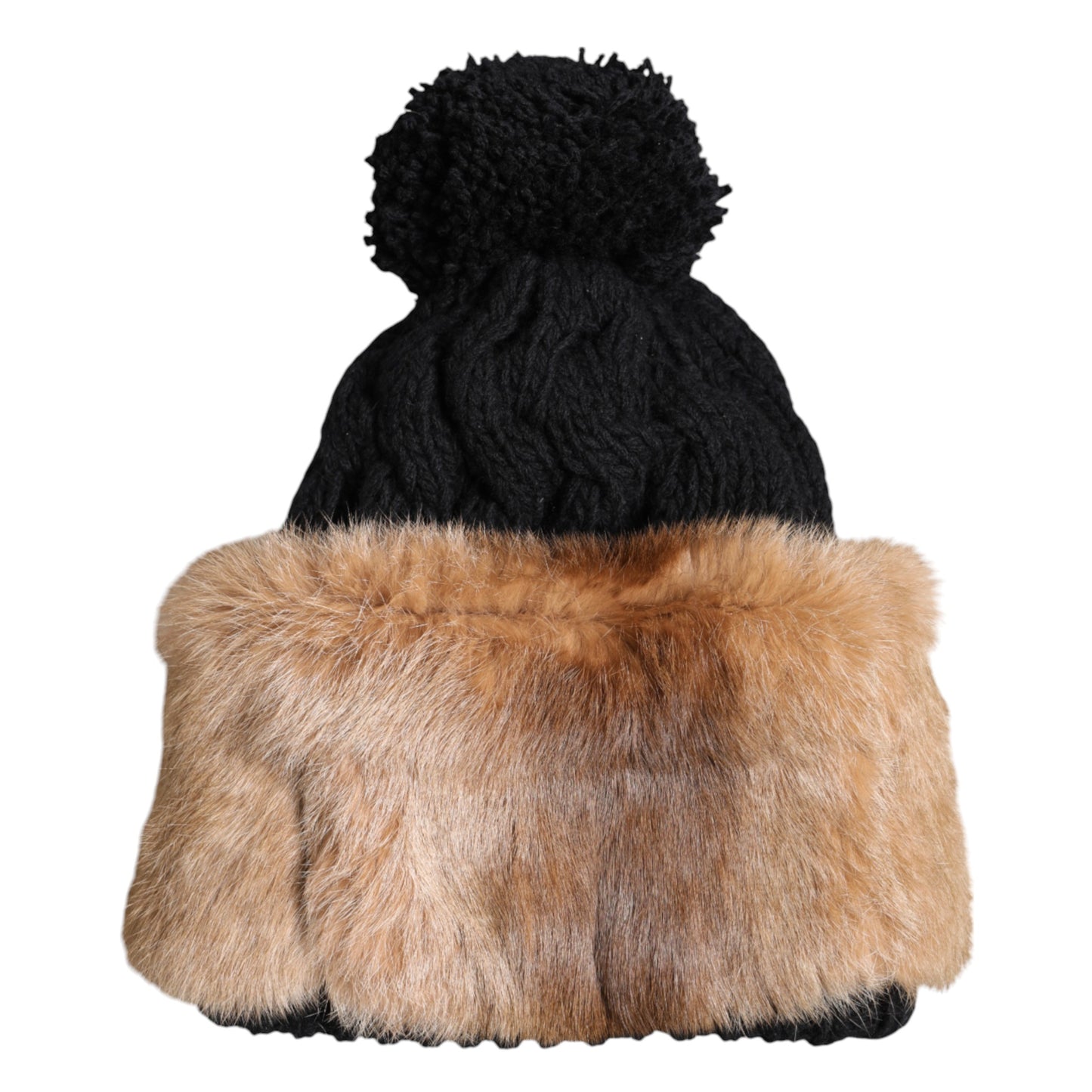 Dolce & Gabbana Wintermütze aus schwarzbraun gefärbtem Kaninchenfell