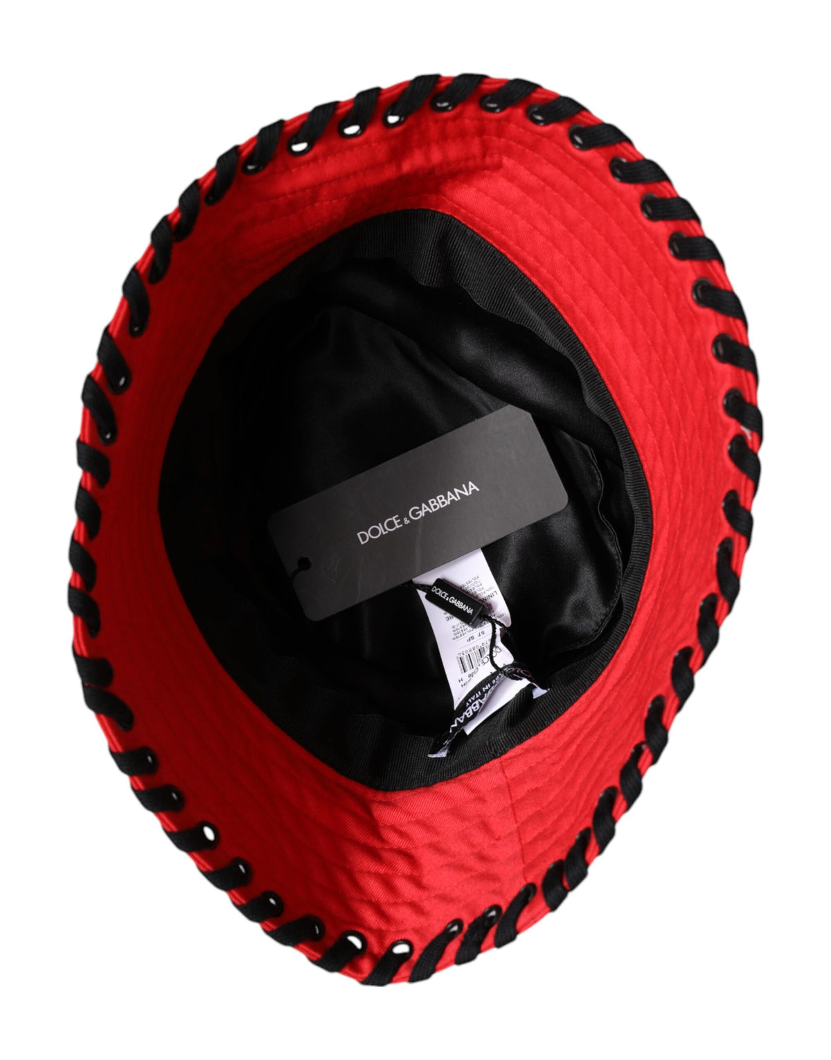 Dolce & Gabbana – Fischerhut aus Polyester mit breiter Krempe und roter Spitze