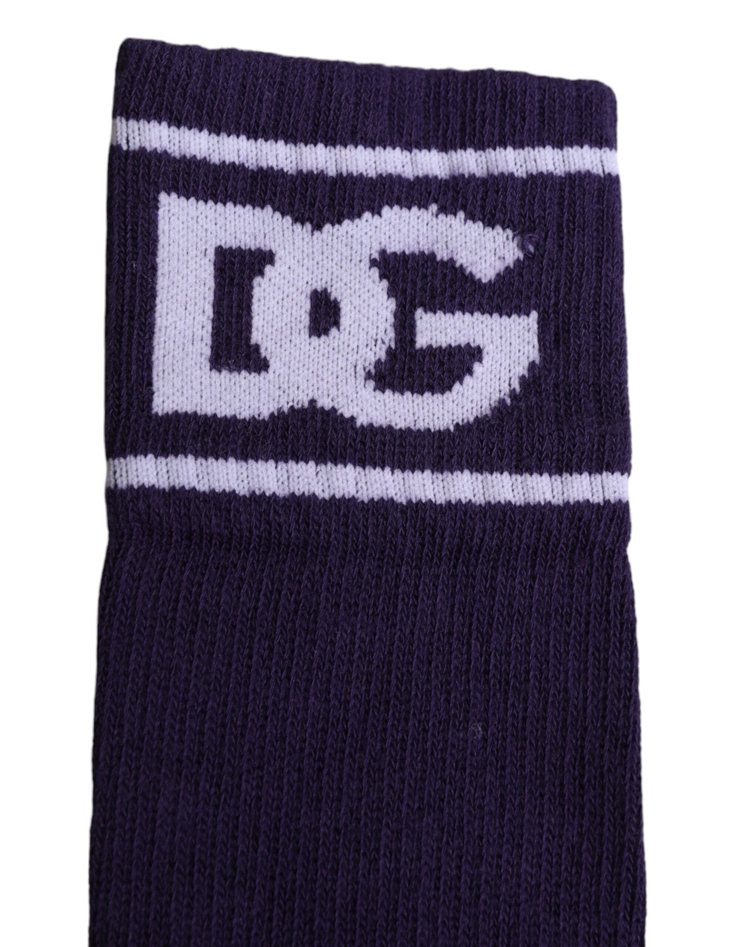 Dolce & Gabbana – Lilafarbene Socken aus Baumwolle mit offenem Zehenbereich und DG-Logodruck