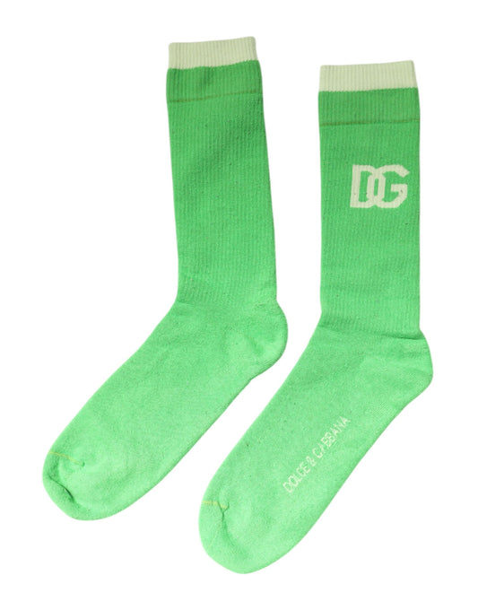 Dolce & Gabbana Grüne DG-Logo-Nylon-Socken für Herren in Wadenhöhe