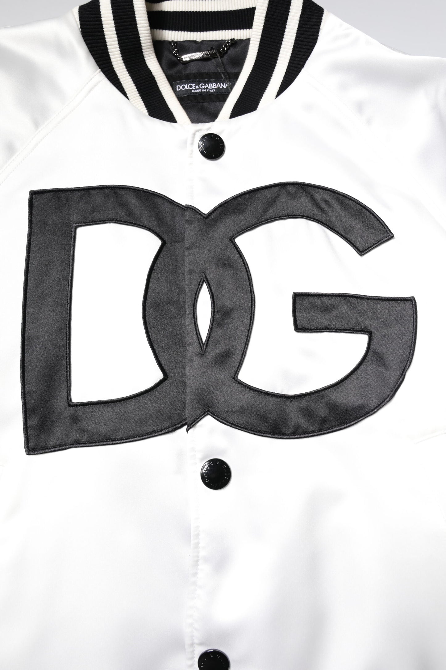 Dolce & Gabbana – Weiße Bomberjacke aus Polyesterjersey mit DG-Logo