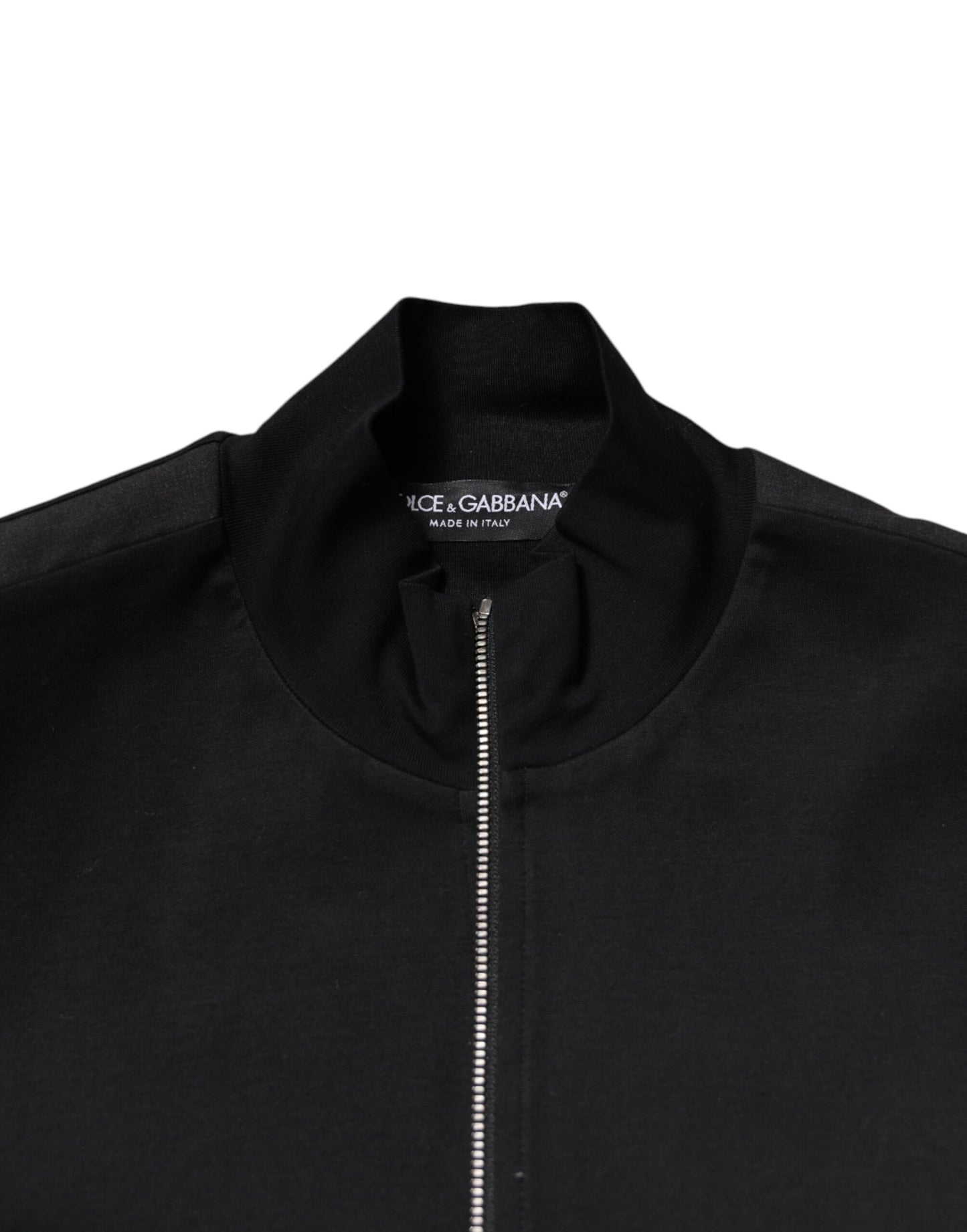 Dolce & Gabbana – Schwarze Bomberjacke aus Baumwolle mit durchgehendem Reißverschluss und Logo