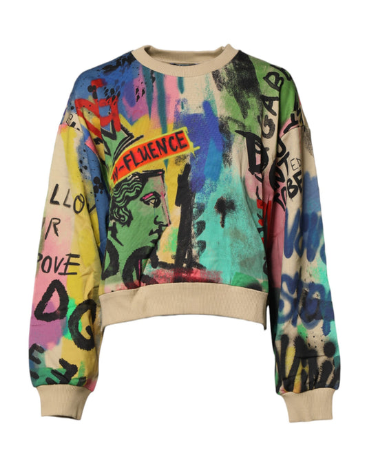 Dolce & Gabbana Pullover aus Baumwolle mit mehrfarbigem Print