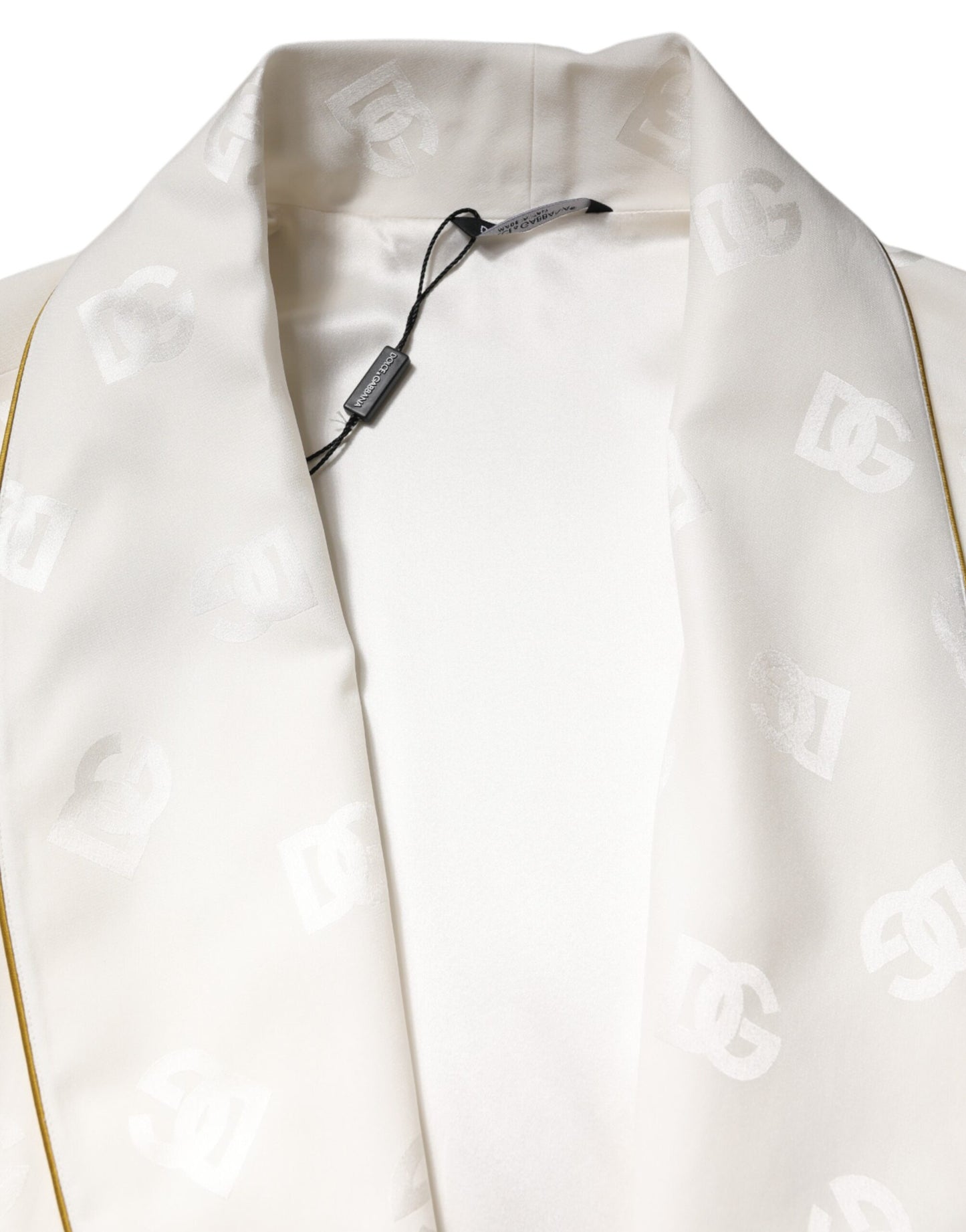 Dolce & Gabbana Elfenbeinfarbene Seidenlogo-Manteljacke für Herren