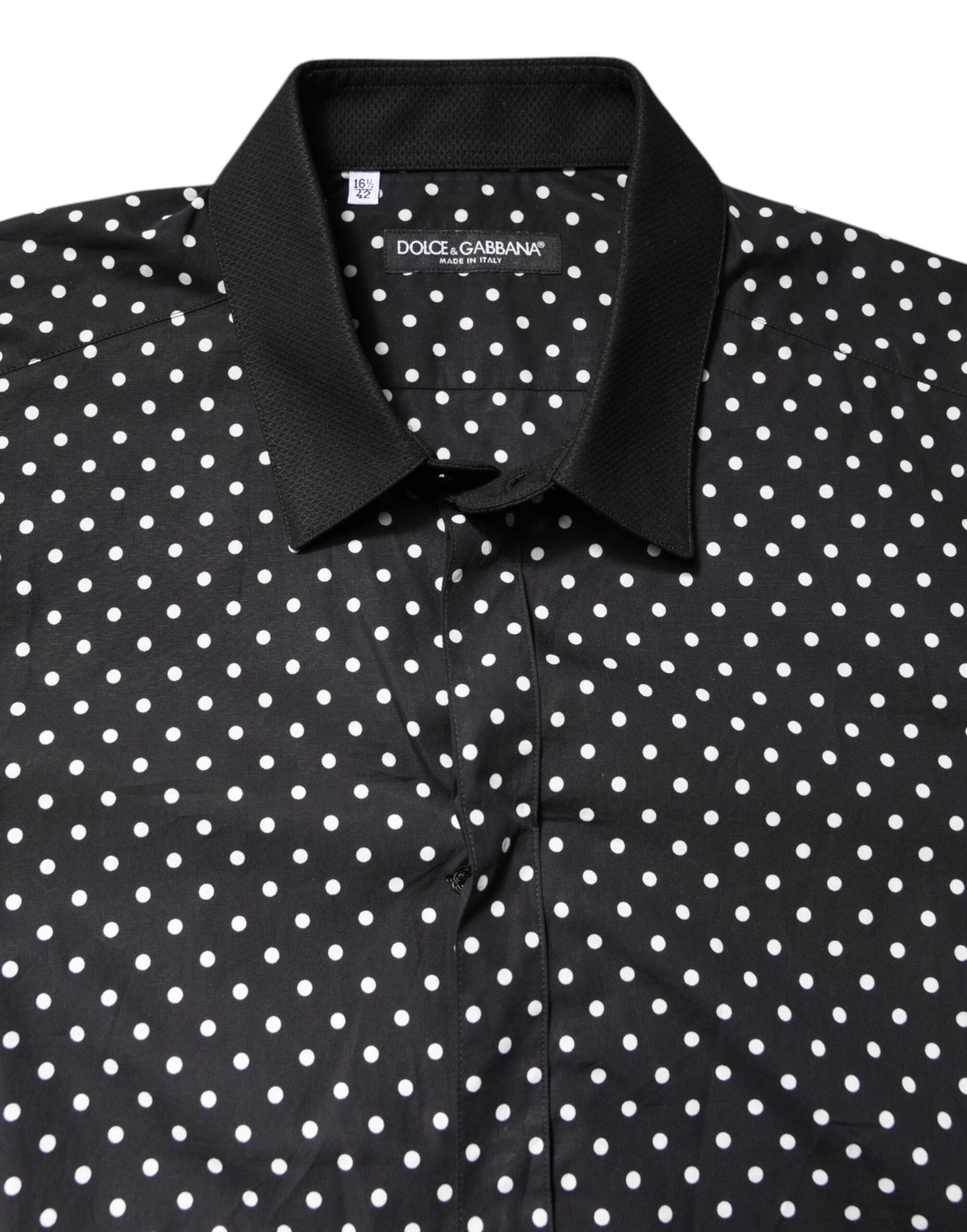 Dolce & Gabbana – Schwarzes, gepunktetes Hemd aus Baumwolle für formelle Anlässe