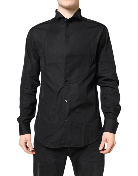 Emporio Armani – Schwarzes, langärmliges formelles Hemd aus Baumwolle