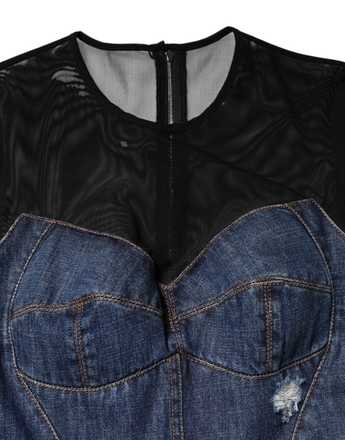 Dolce & Gabbana – Schwarz-blaues, langärmliges Jeans-Minikleid