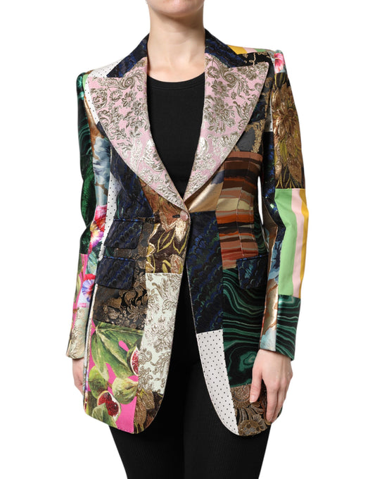 Dolce & Gabbana – Mehrfarbige Jacquardjacke mit floralem Patchwork