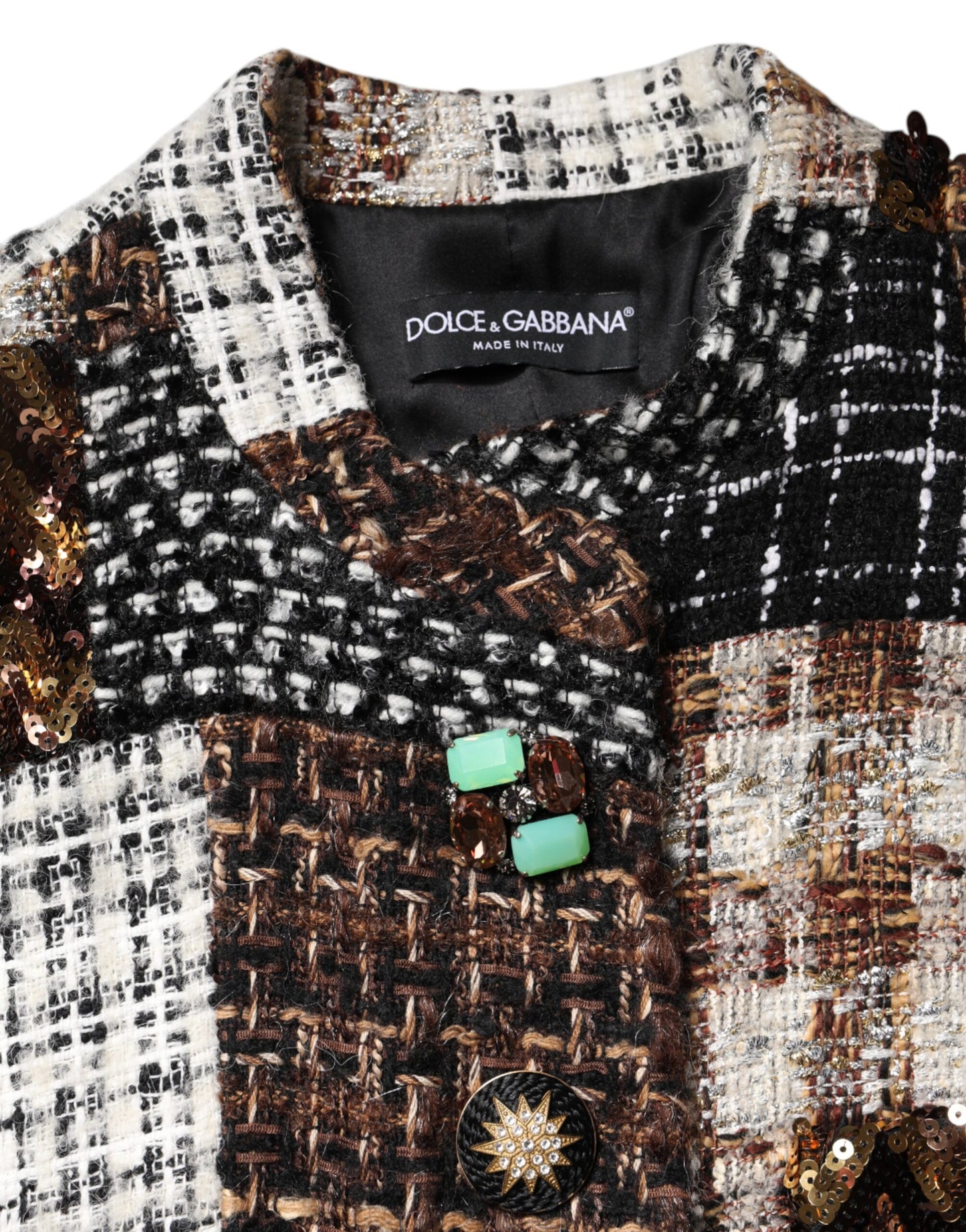 Dolce & Gabbana – Mehrfarbige Patchwork-Knopfjacke