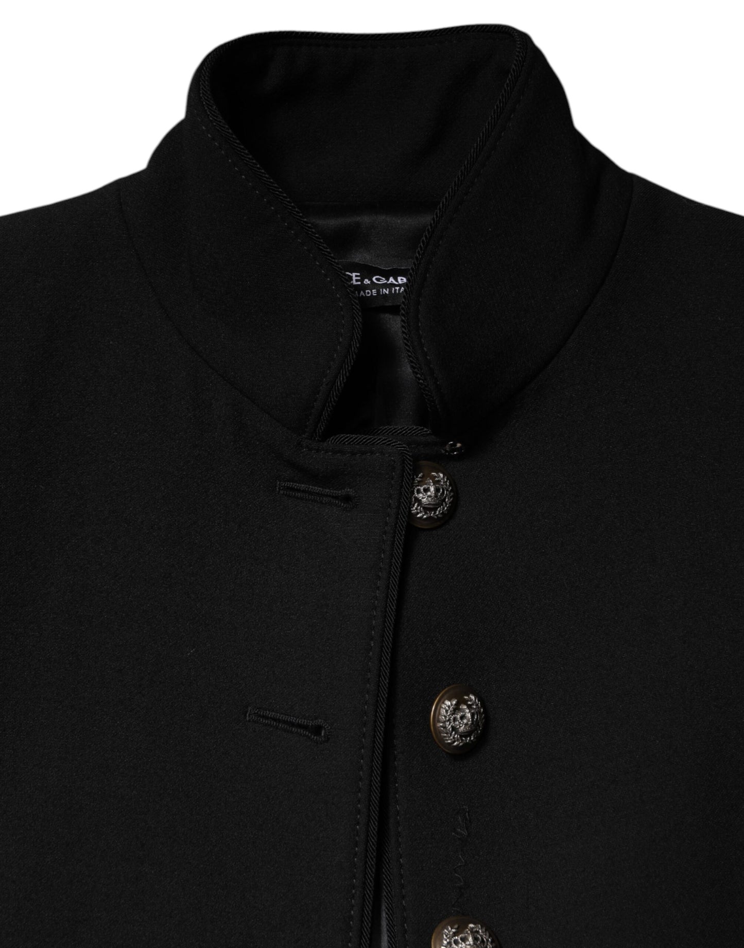 Dolce & Gabbana – Einreihige Trenchcoat-Jacke aus schwarzer Wolle