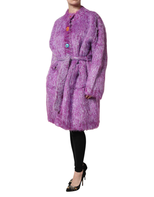 Dolce & Gabbana – Trenchcoat-Jacke mit violetter Knopfverzierung