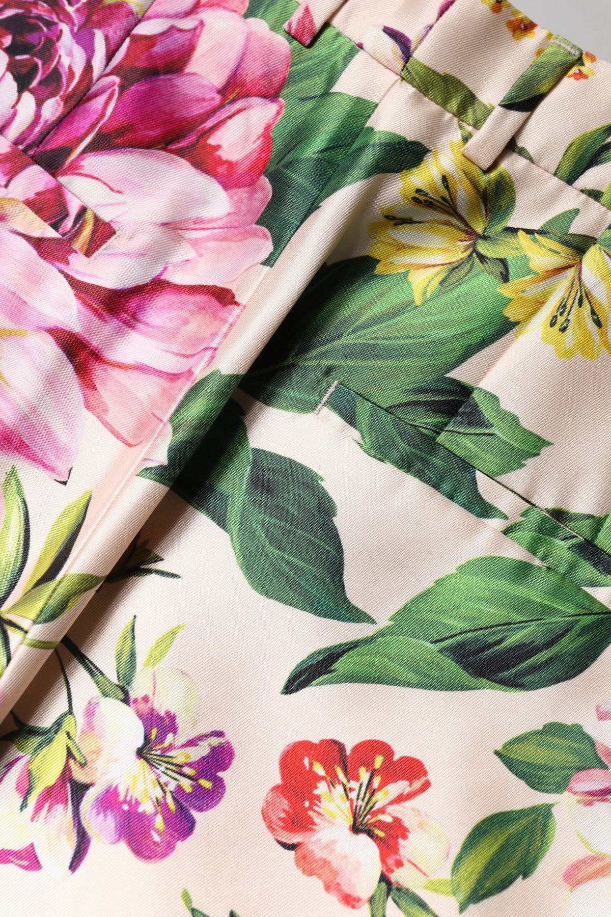 Dolce & Gabbana – Gerade geschnittene Hose mit hohem Bund und Blumenmuster in Mehrfarbig