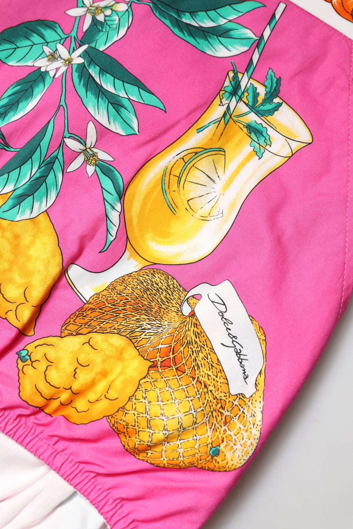 Dolce & Gabbana – Rosa bedruckte Hotpants-Shorts mit hoher Taille
