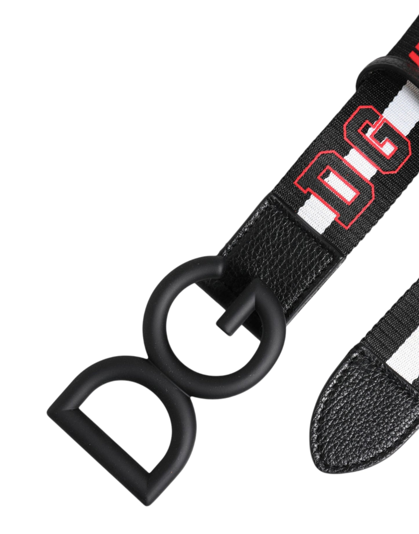 Dolce & Gabbana – Schwarzer Polyester-Gürtel mit DG-Schnalle und Logo-Print