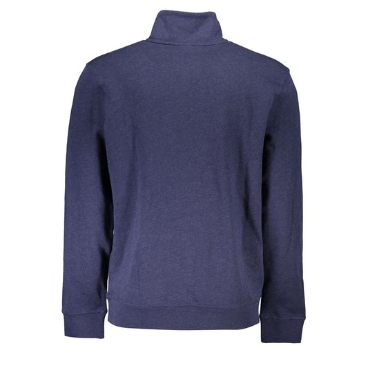 Hugo Boss Blue Cotton Men Sweater with Half Zip Closure