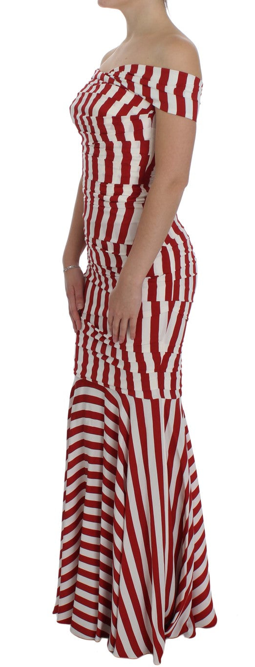 Dolce & Gabbana Rot-weißes Stretch-Seidenkleid
