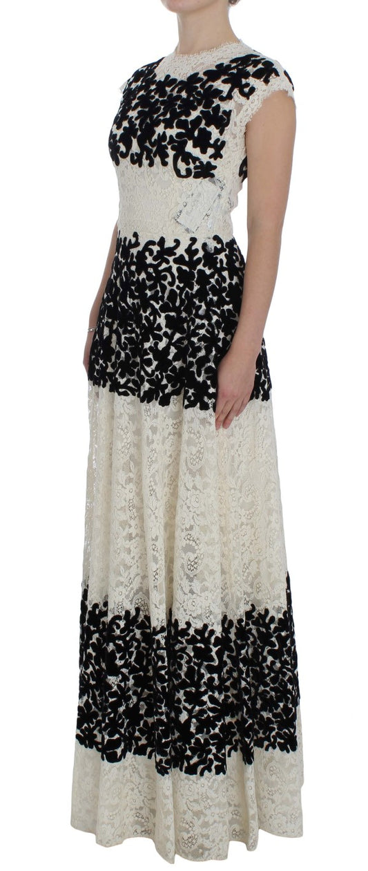 Dolce & Gabbana Ricamo Langes Ball-Maxikleid mit floraler Spitze