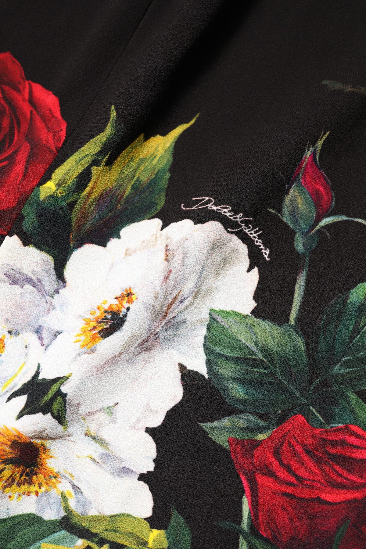 Dolce & Gabbana – Schwarzes, ärmelloses Etuikleid mit Blumenmuster