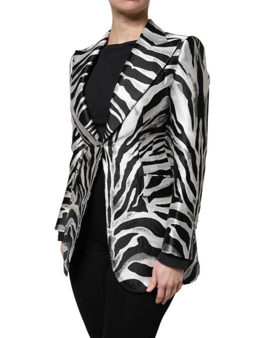 Dolce & Gabbana Schwarz-Weiß-Polyester-Blazerjacke für Damen