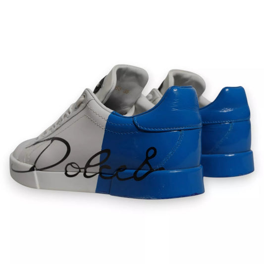 Dolce & Gabbana Weiß Blau Logo Portofino Sneakers Schuhe